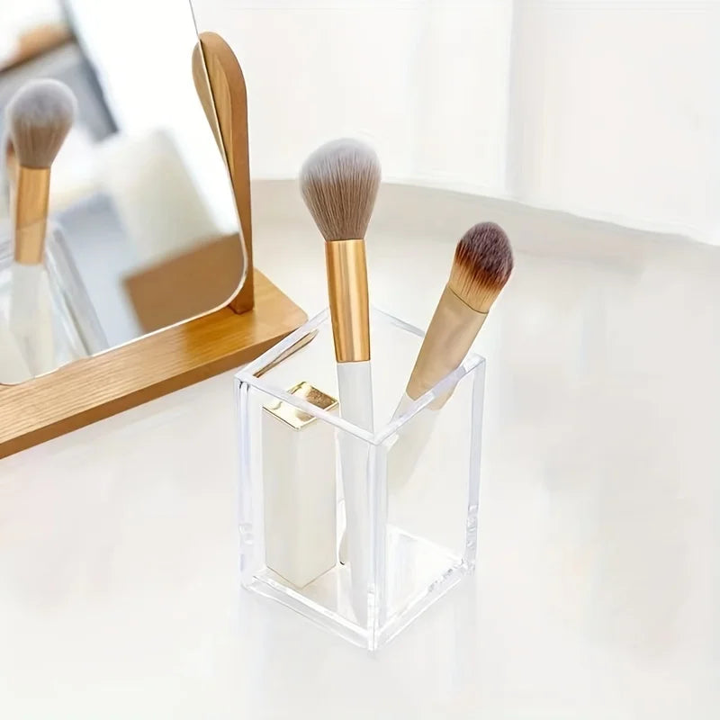 Clear Acrylic Square Pen Holder & Desktop Organizer