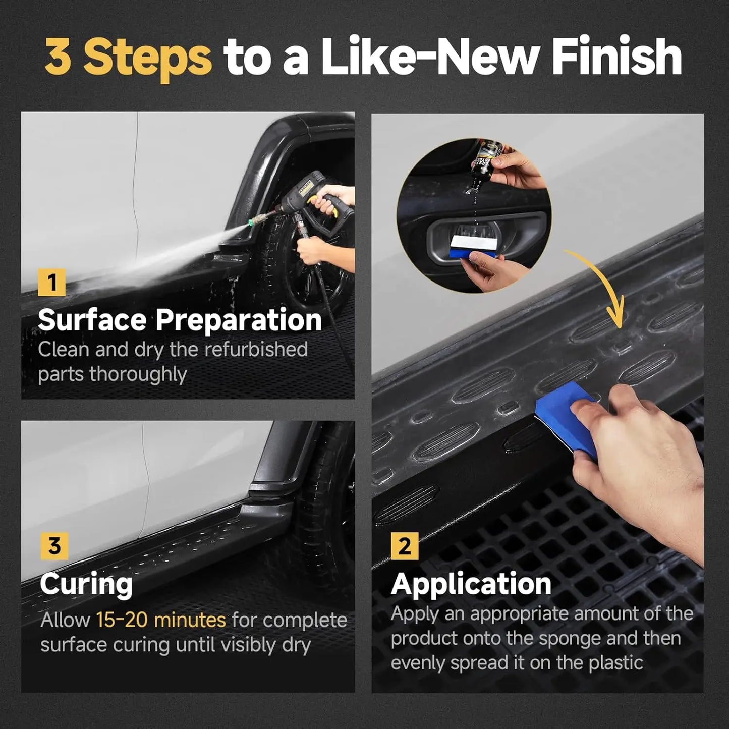 Plastic Restorer Cars Trim Restorer Ceramic Crystal Coating 6 Months+ with UV Protection Restore Automotive Exterior Protectant Peaceful Pleasures Health and Wellness