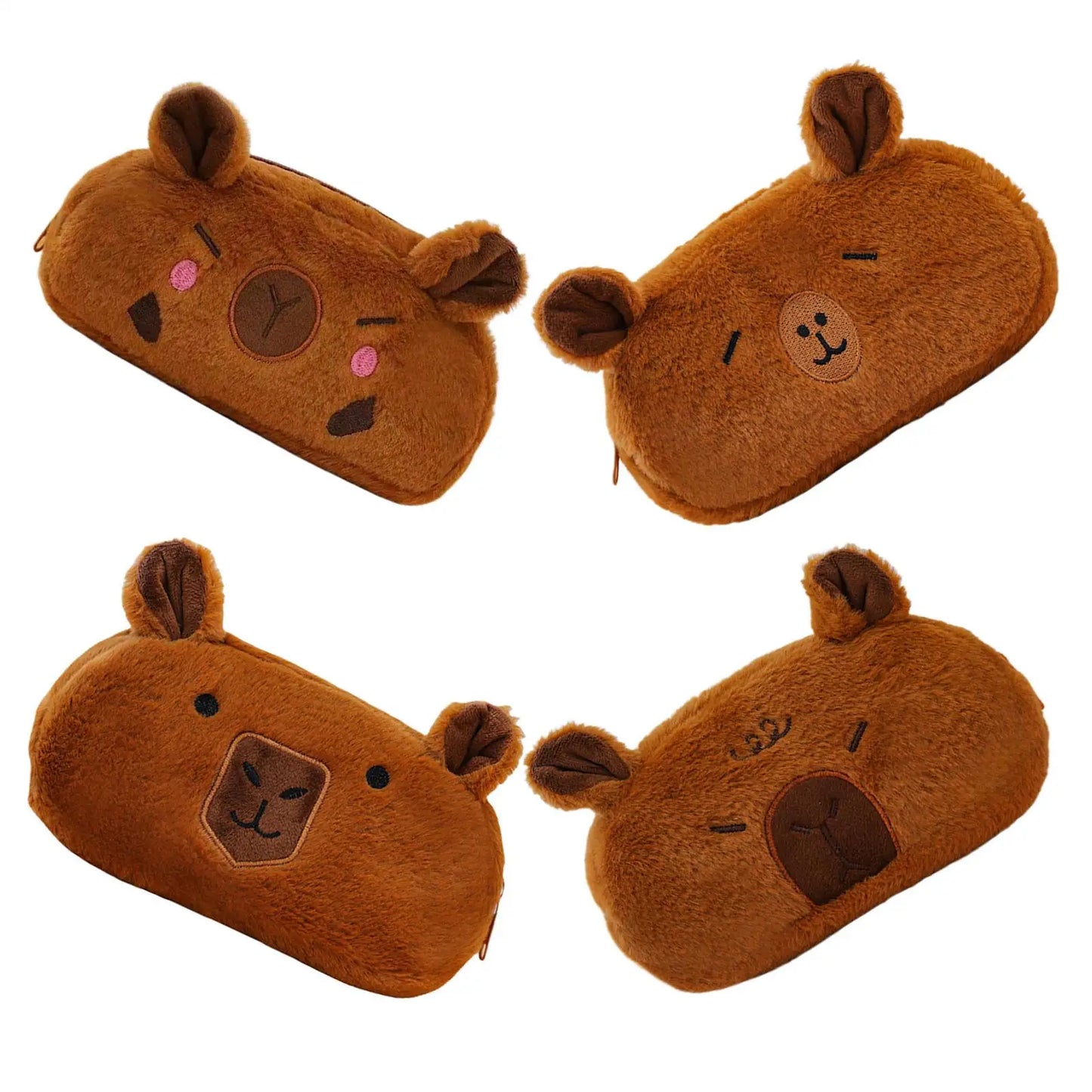 Cute Capybara Pencil Case – Large Plush Pen Pouch for Kids