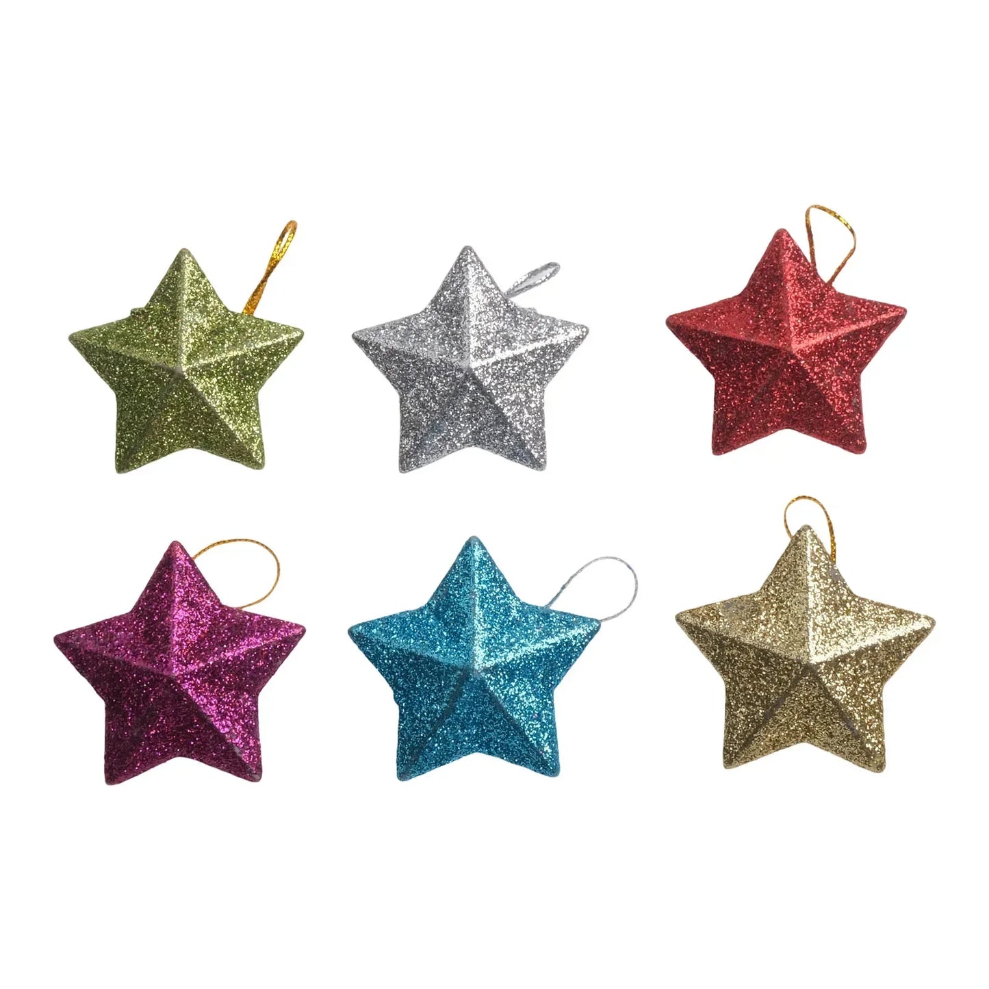 Christmas Tree Star Ornaments Set of 6 | Festive Pendant Decor