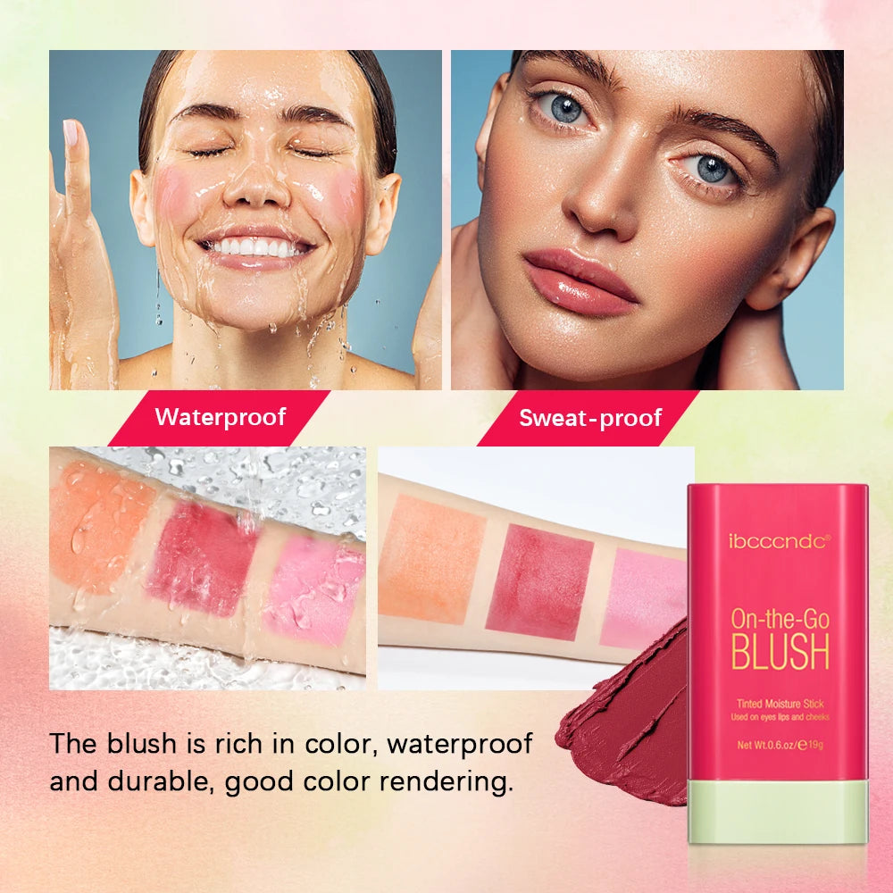 Make Up Functional Blush Stick Easy Color Rouge Blusher Cream Waterproof High Color Rendering Brightening Skin Tone Hot Peaceful Pleasures Health and Wellness