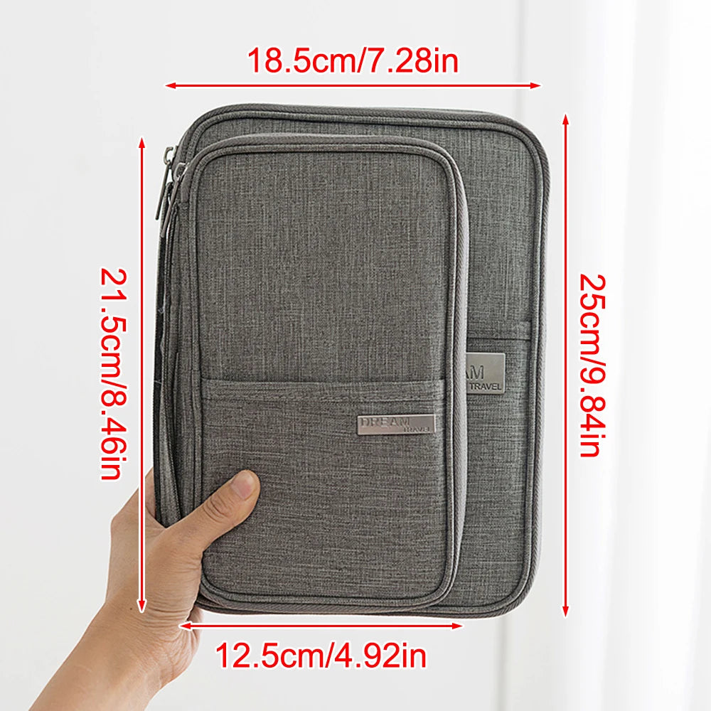 Travel Document Organizer - Waterproof Passport Holder with RFID Blocking, Multi-Card Slots & Zipper Pocket for Airplane/Train Peaceful Pleasures Health and Wellness