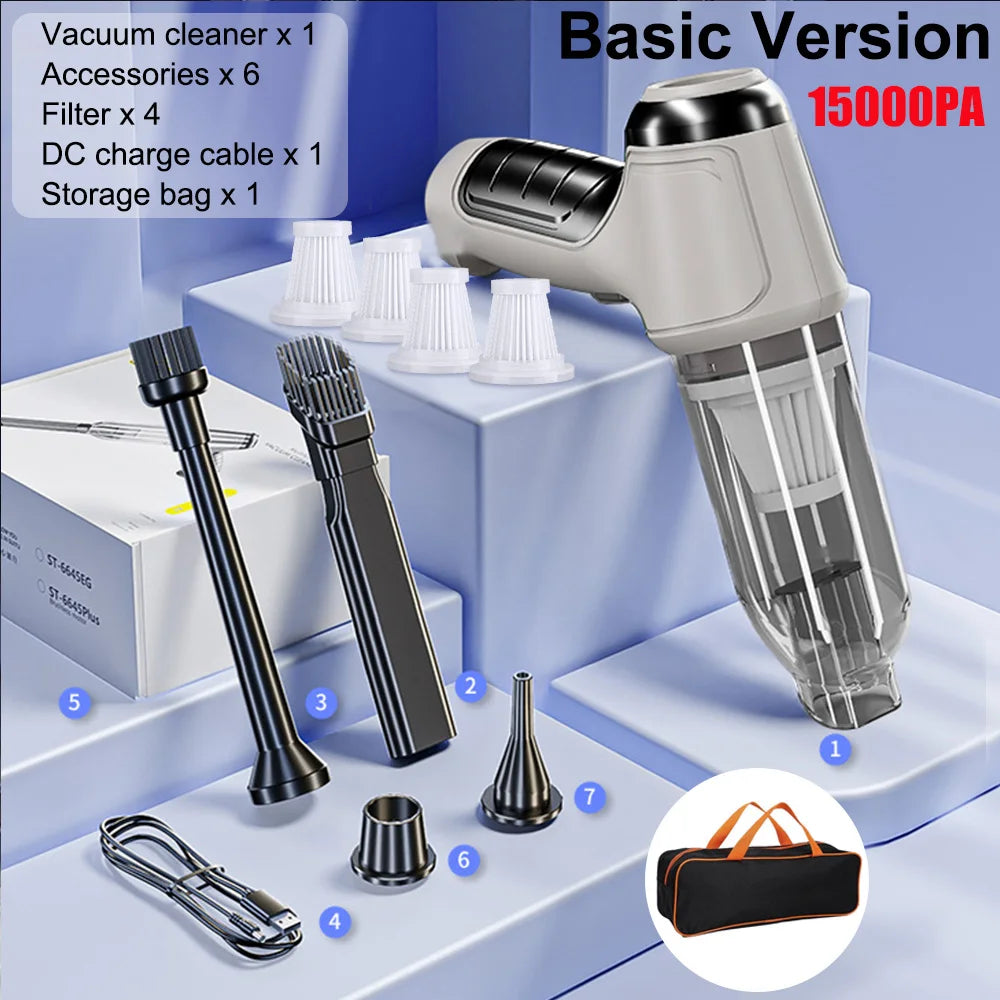Car Vacuum Cleaner 95000PA Strong Suction Handheld Wireless Vacuum Cleaner for Car Household Portable Vacuum Cleaner Blower Peaceful Pleasures Health and Wellness Basic 4Filter