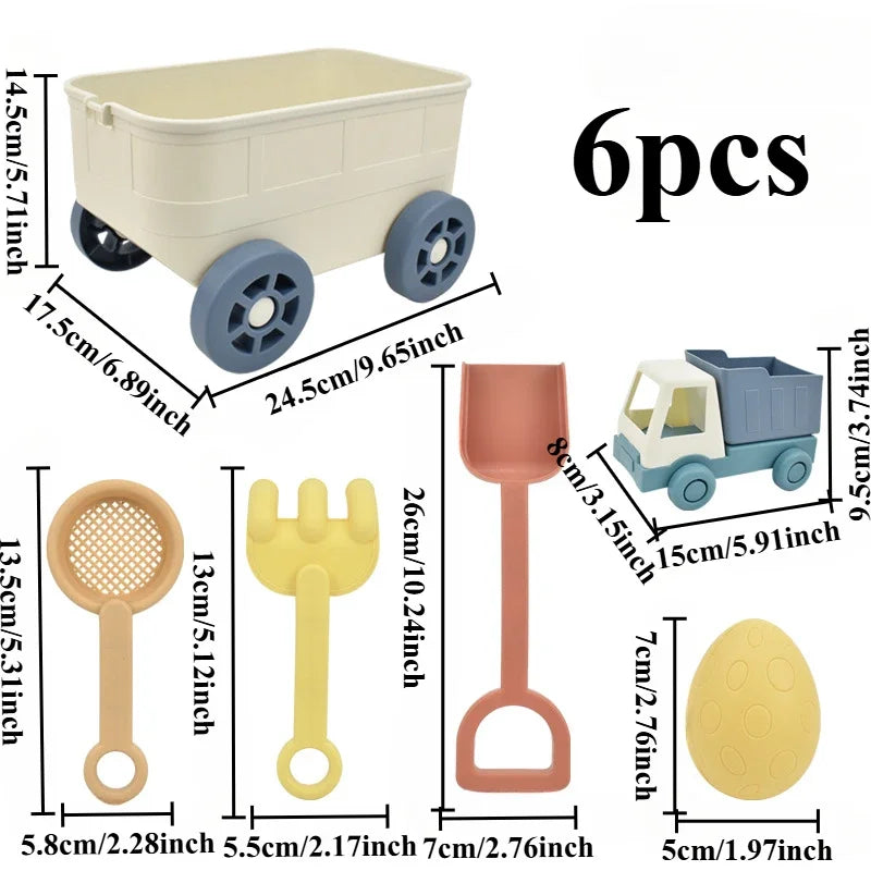Beach Sand Toys Wagon Set – Dump Truck, Shovels & Rake for Kids