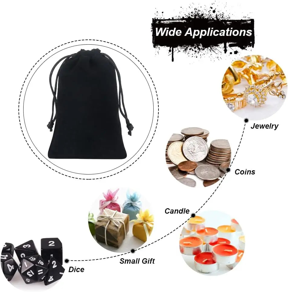 100pcs Velvet Bags 7x9 cm Drawable Jewelry Packaging Bag Gift Wedding Party Display Present Sweets Packing Pouches Peaceful Pleasures Health and Wellness