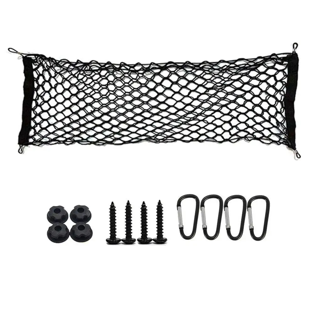 110cm Car Trunk Net Adjustable Elastic Rear Cargo Mesh Organizer with Hooks Universal Auto Accessories for Car SUV Truck Van Peaceful Pleasures Health and Wellness WHITE