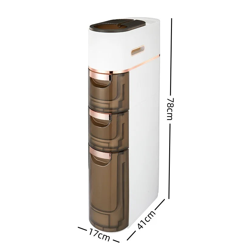 Multi-Drawer Narrow Space Organizer - Stackable Bathroom & Kitchen Storage Cabinet for Small Gaps, Home Clutter Solution Peaceful Pleasures Health and Wellness 3 Layer Update