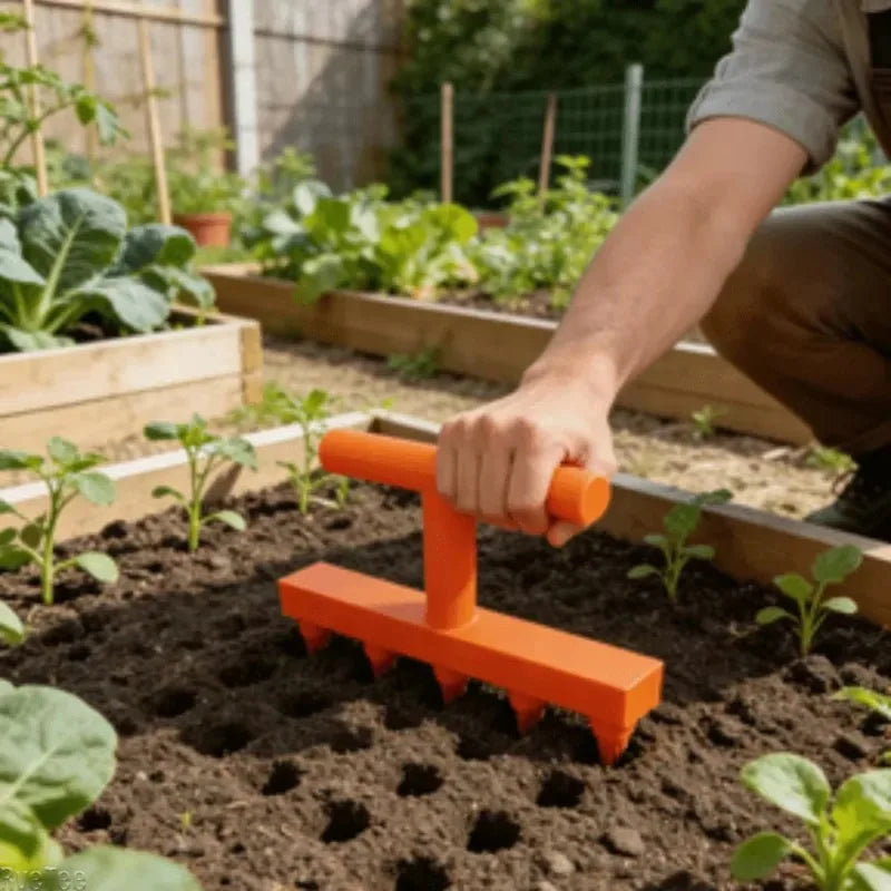 5-Hole Garden Seed Dibber Planter | Manual Seeding Puncher Tool