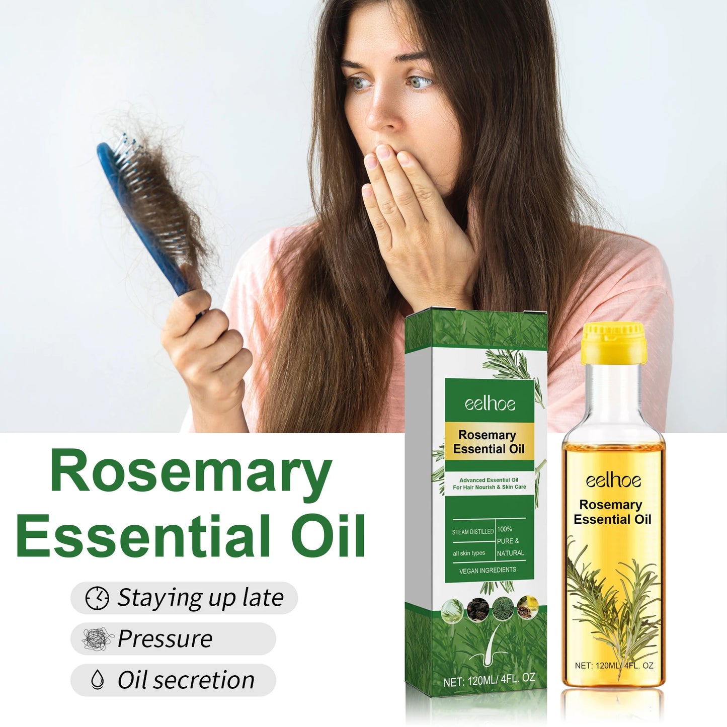 Eelhoe Rosemary Hair Growth Oil – Repairs & Reduces Hair Loss Hair Growth Oil Peaceful Pleasures Health and Wellness