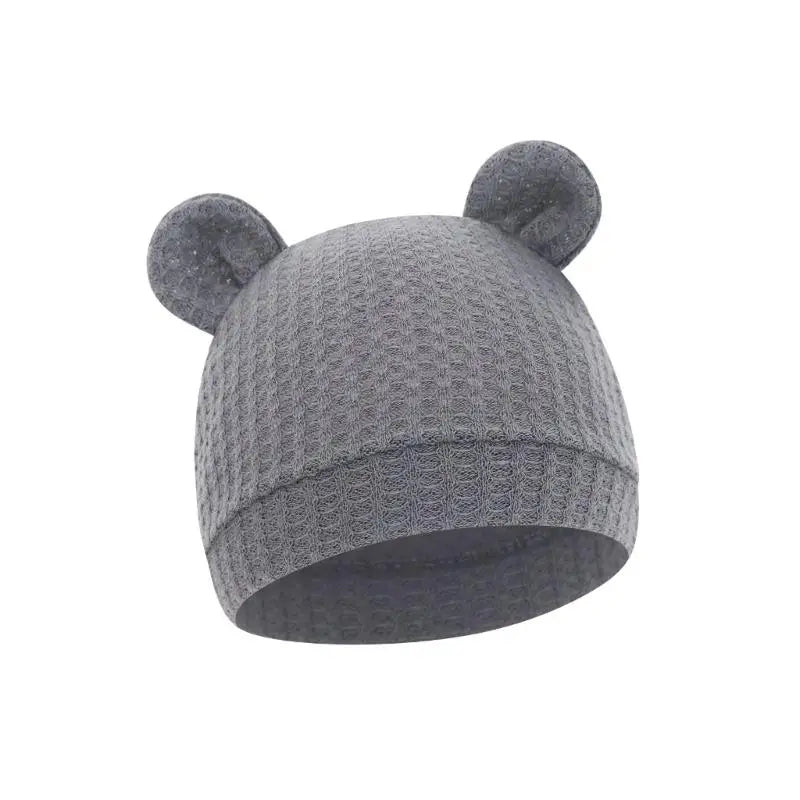 Bear Ear Newborn Baby Hat | Waffle Knit Stretchy Cap 0–24 Months