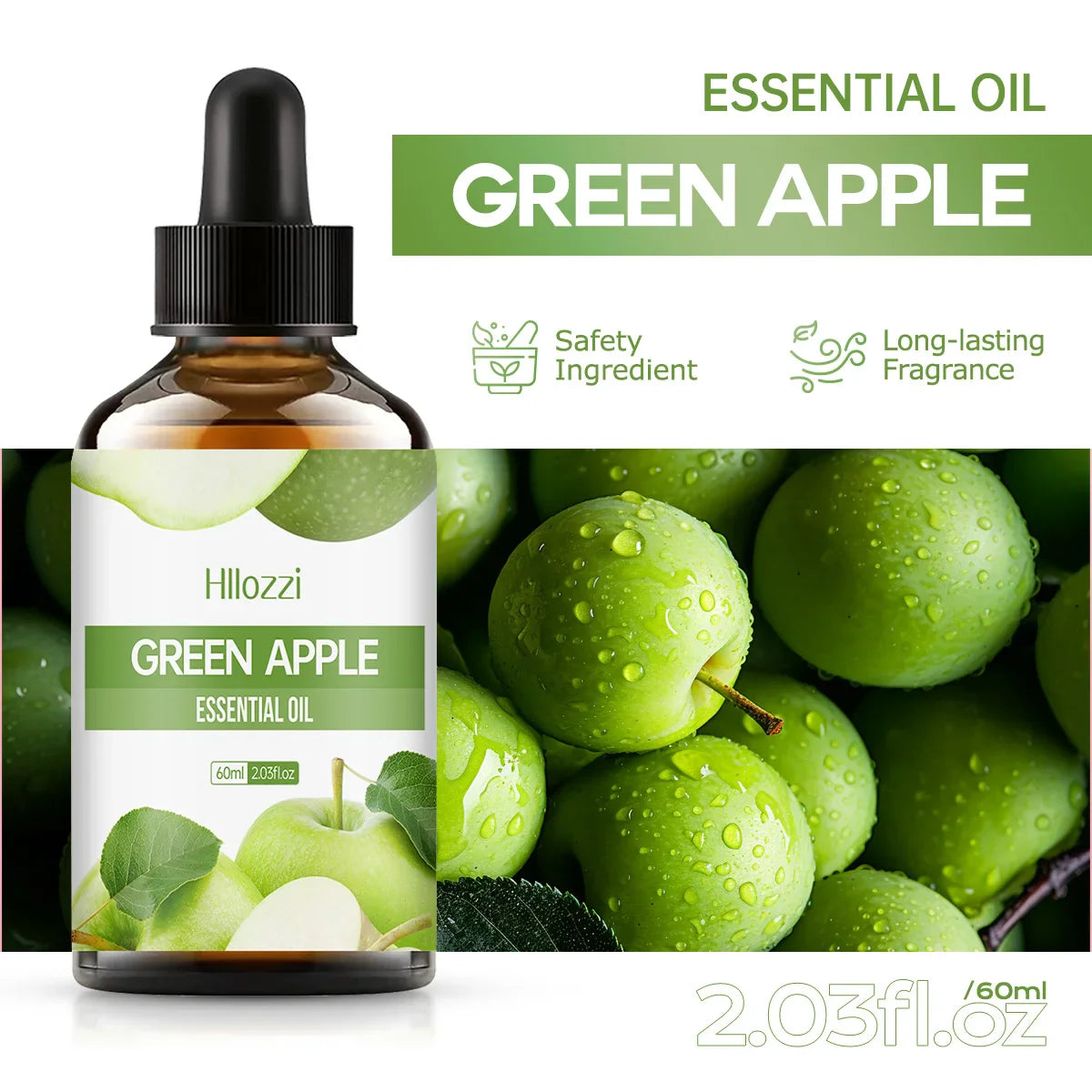 Hllozzi Green Apple Essential Oil 30ml 60ml 100ml Diffuser