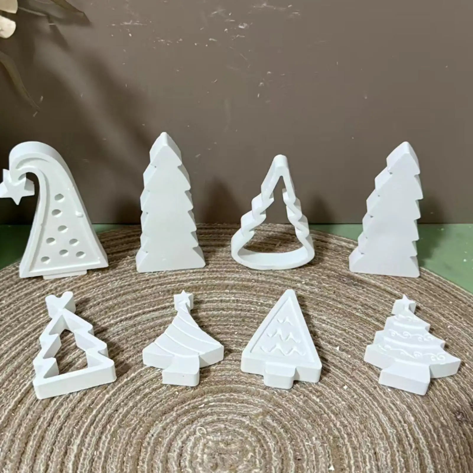 Christmas Tree Casting Mold 8-Grid Heat Resistant Ornament Crafts Mould Christmas Tree Resin Casting Molds For Festival Party Peaceful Pleasures Health and Wellness
