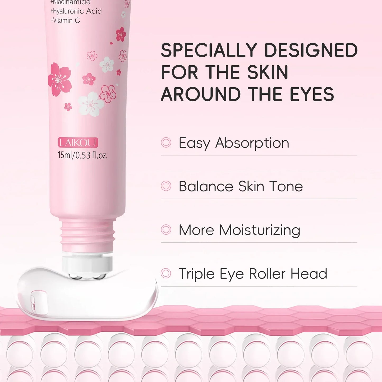 LAIKOU Sakura Eye Serum Roller – Anti-Aging, 15ml Peaceful Pleasures Health and Wellness