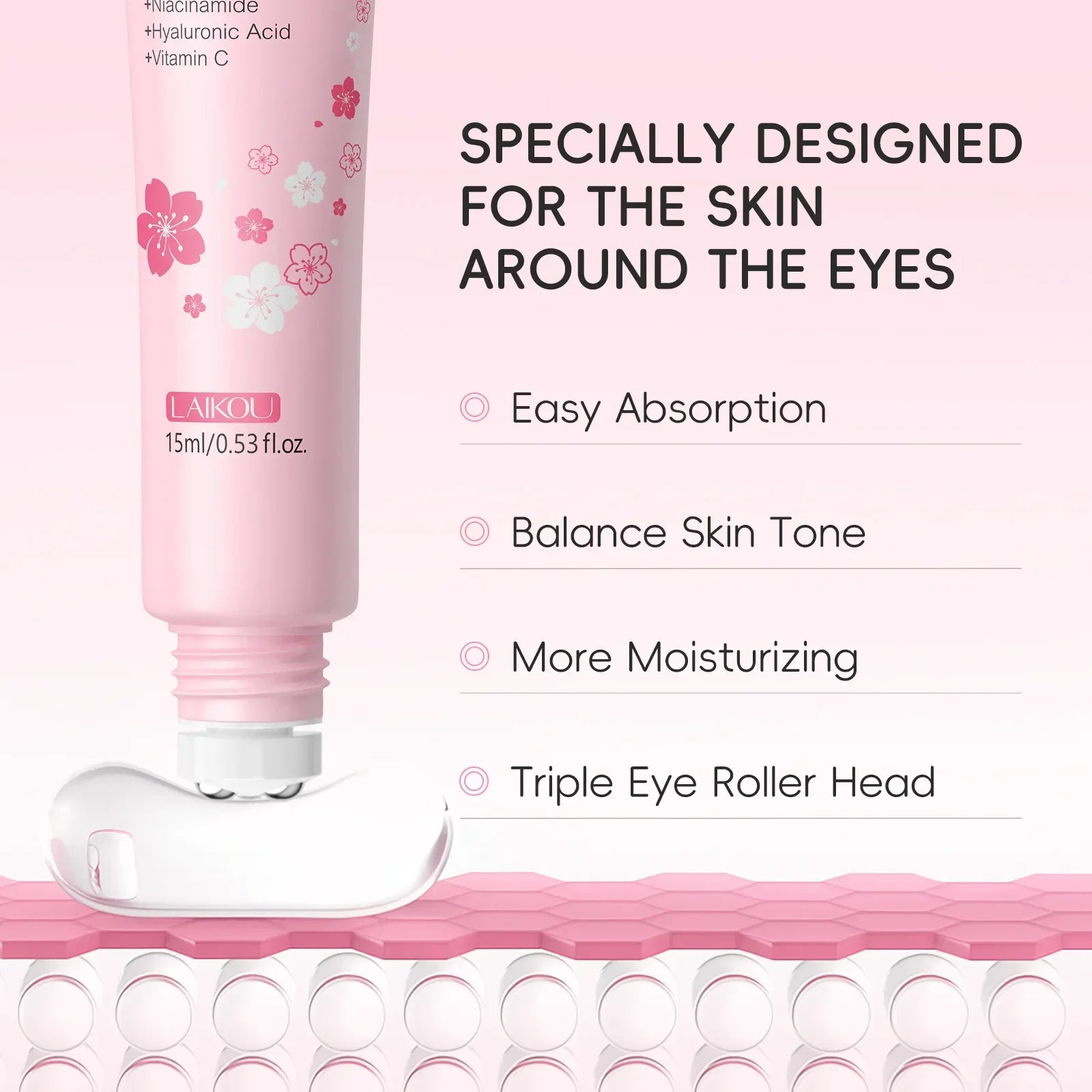 LAIKOU Sakura Eye Serum Roller – Anti-Aging, 15ml Peaceful Pleasures Health and Wellness