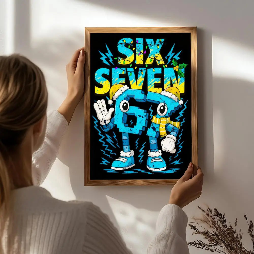 Cool 67 six seven Poster HD Self Adhesive Waterproof Wall Art Ideal for Home Office Dorm Bedroom Great Gift Peaceful Pleasures Health and Wellness White4 15X20cmNoframe