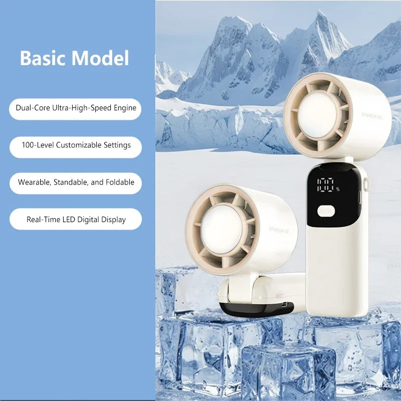 Lenovo Portable Handheld Cooling Fan 100-Speed Powerful Wind Ultra-Quiet Hanging Foldable 90° Adjustable for Office Outdoor Peaceful Pleasures Health and Wellness Beige Regular model
