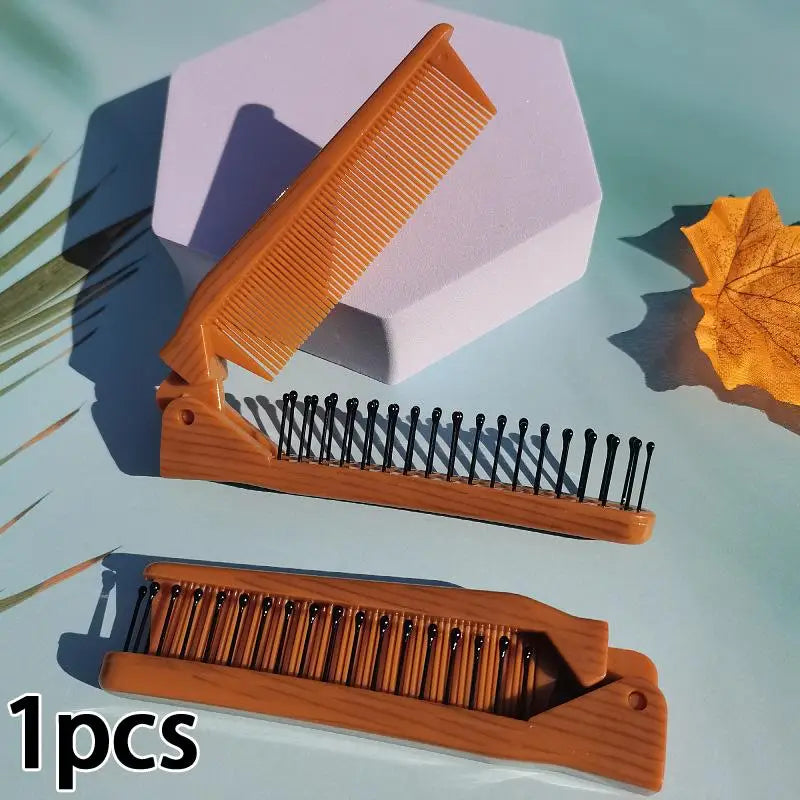 Portable Plastic Foldable Hair Comb Styling Tools Mini Folding Comb Travel Hair Massage Comb Red Peaceful Pleasures Health and Wellness Yellow