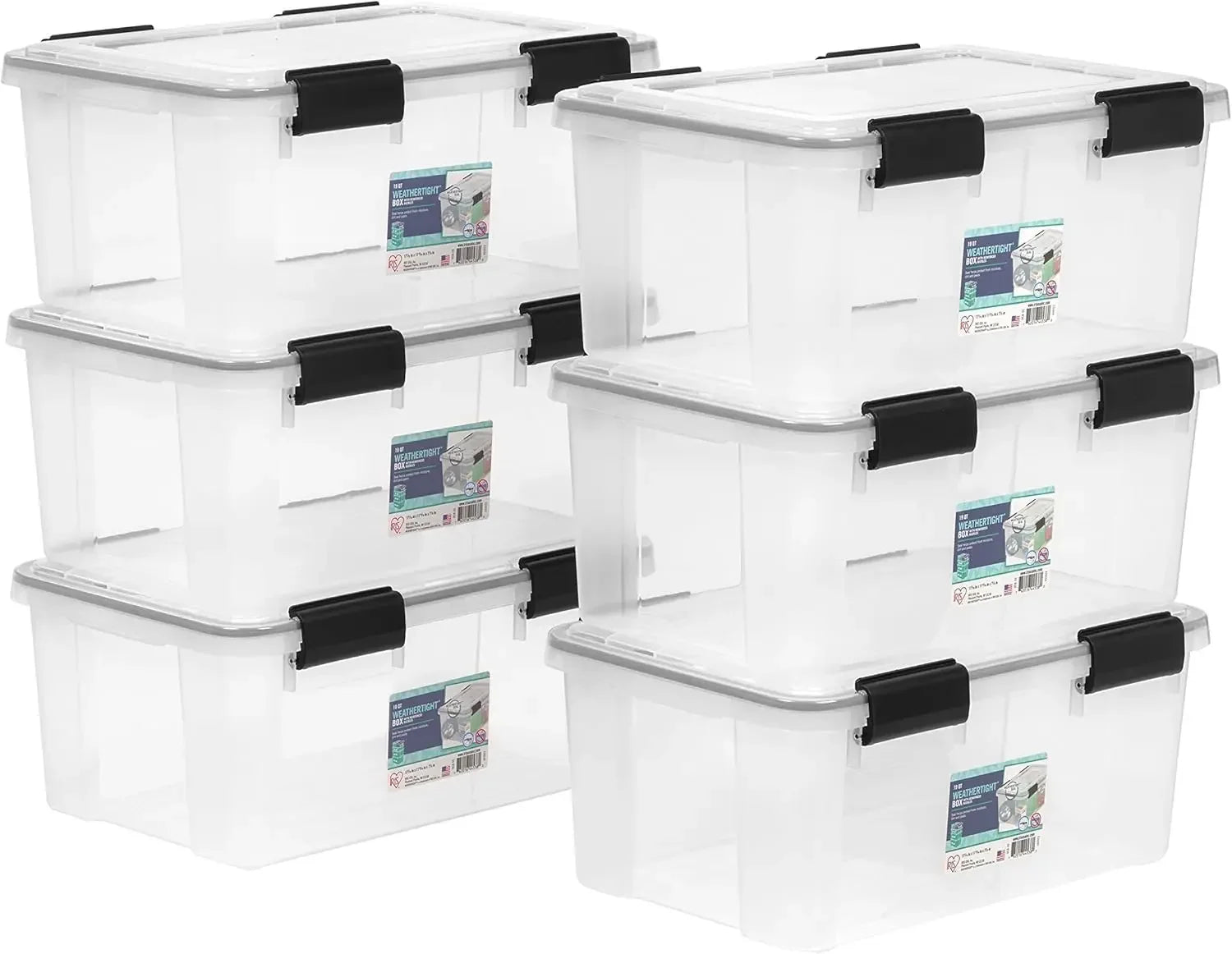 19 Qt Clear/Black Storage Bins with Lids, 6 Pack, BPA-Free Plastic Gasket Box, Stackable Nestable Tote Tub Peaceful Pleasures Health and Wellness United States