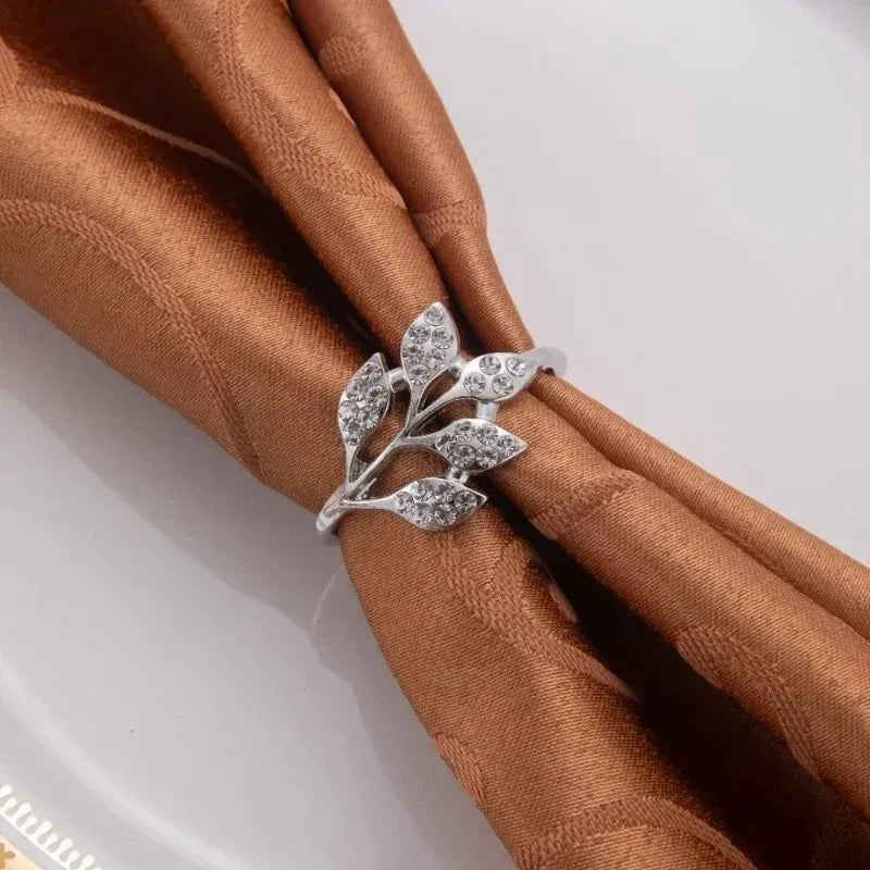 Metal Napkin Rings Green Leaf | Wedding & Party Table Decor