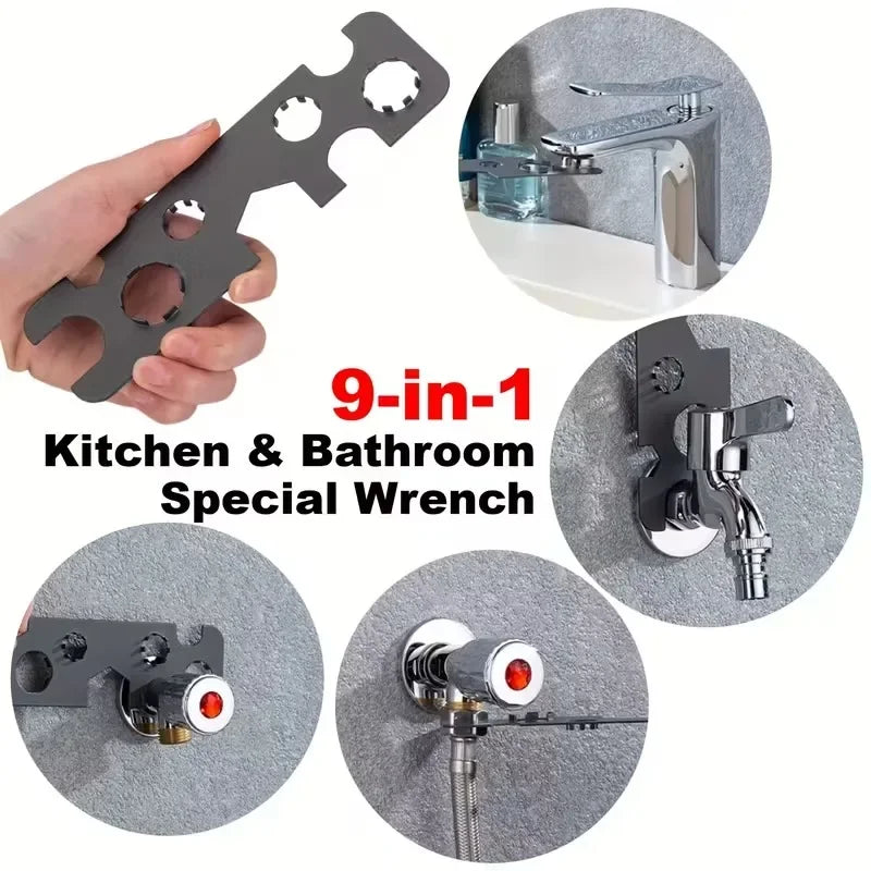 9-in-1 Faucet Aerator Removal Tool Metal Wrench M16–M24