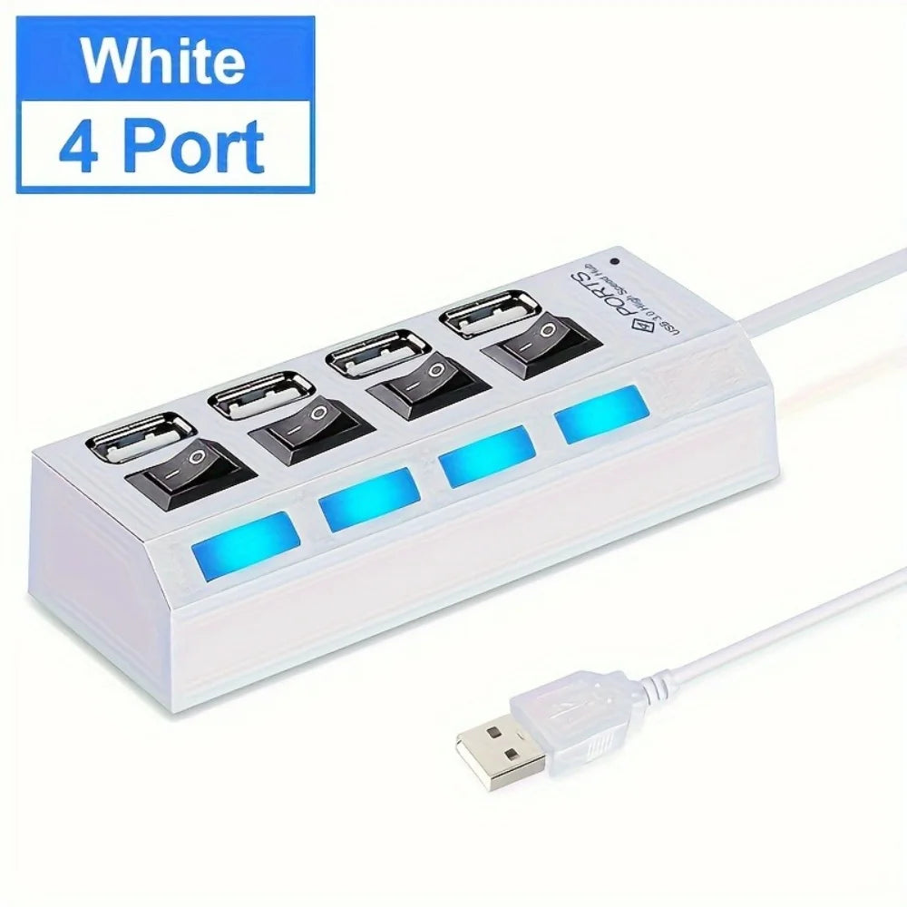 4/7 Port USB 2.0 Hub Splitter with LED Switch | PC & Laptop