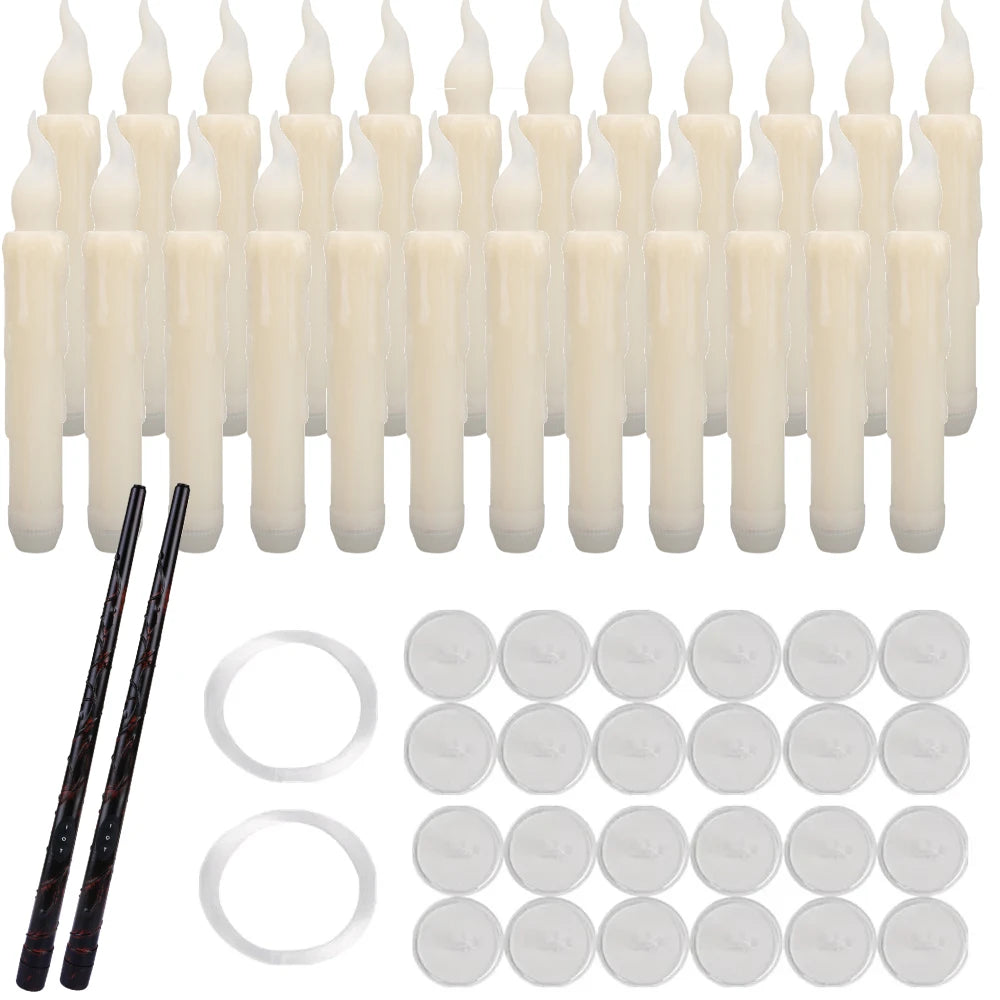 Floating Flameless LED Taper Candles + Magic Wand Remote 12/24 Pack