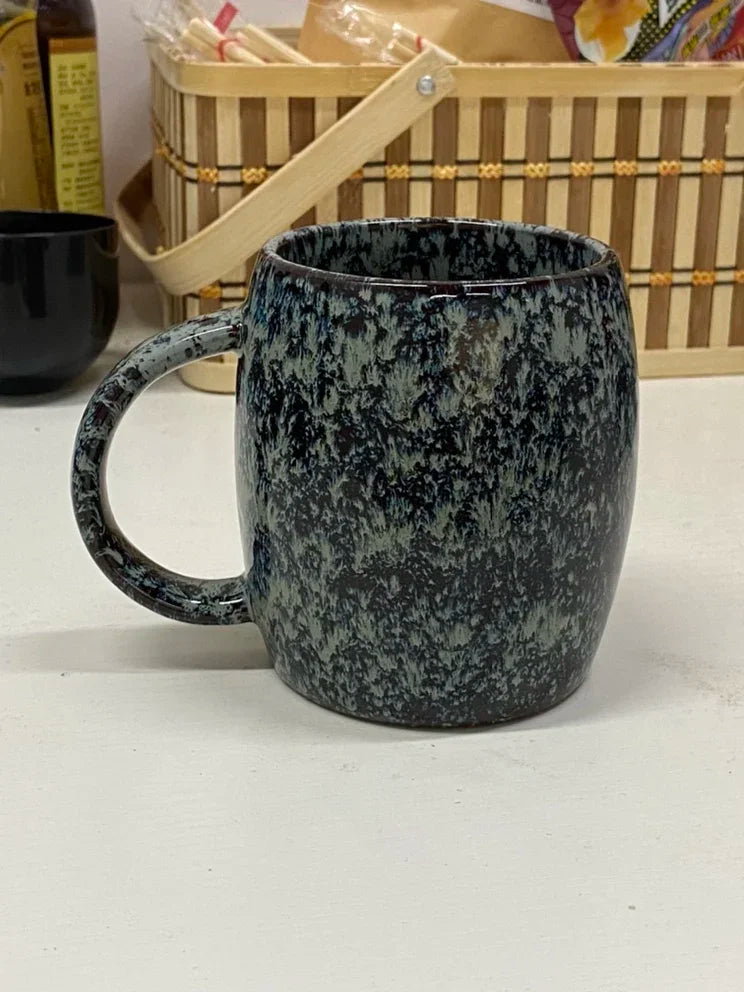 Creative and Personalized Mug Large Capacity Simple Ceramic Men's and Women's Couple Japanese Style Coffee Cup Peaceful Pleasures Health and Wellness Indigo 400ml 401-500ml