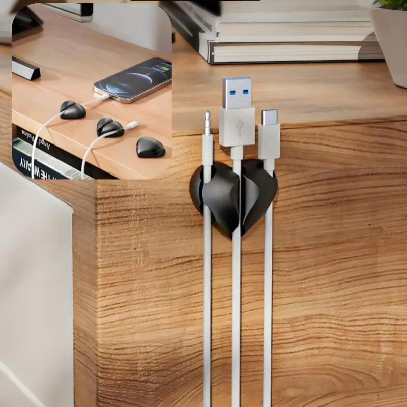 Self Adhesive Silicone Heart Shaped Cable Organizer 4PCS USB Charging Desk Clip Holder Home Office Wire Holder Clip Peaceful Pleasures Health and Wellness