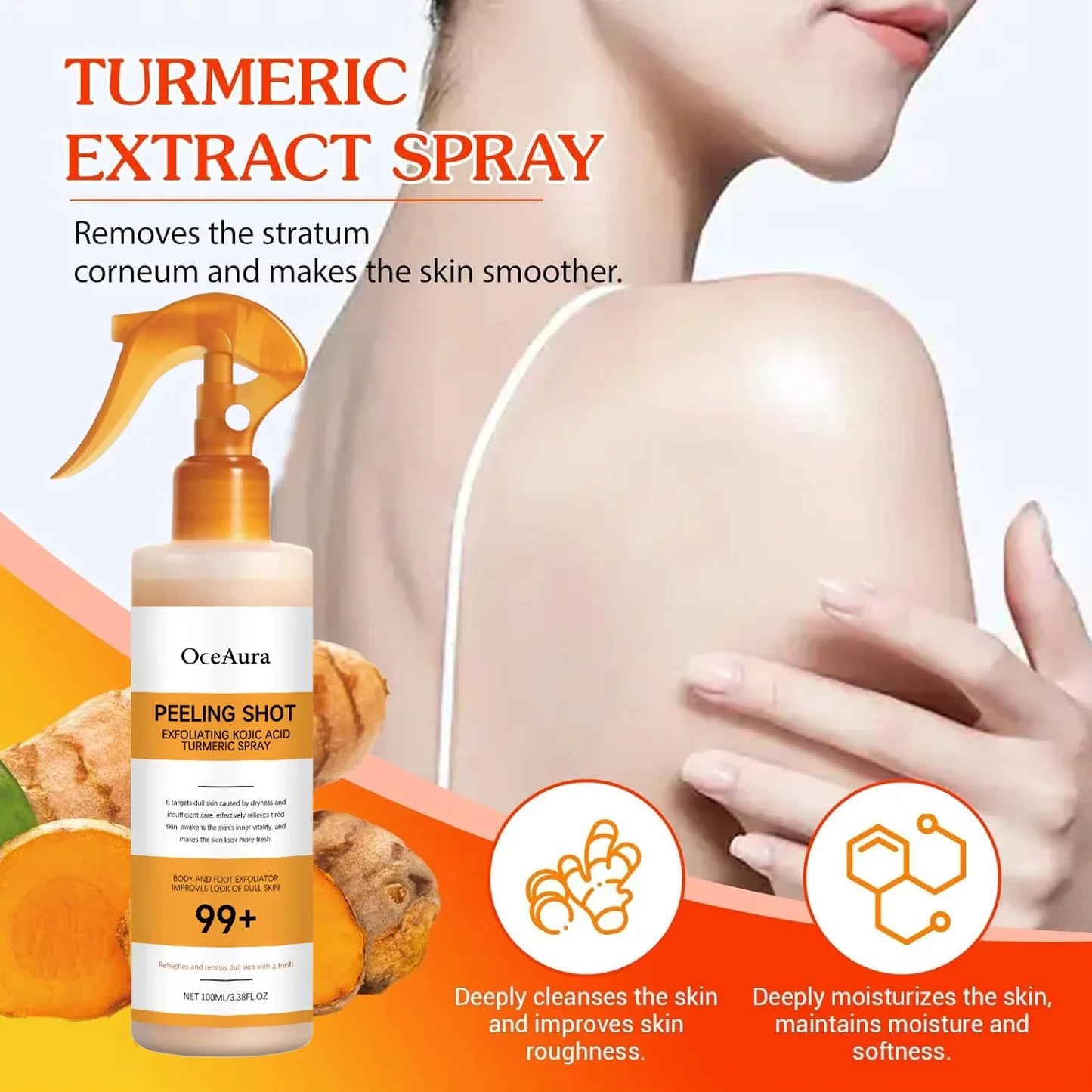 OceAura Kojic Acid Turmeric Exfoliating Body Spray 100ml