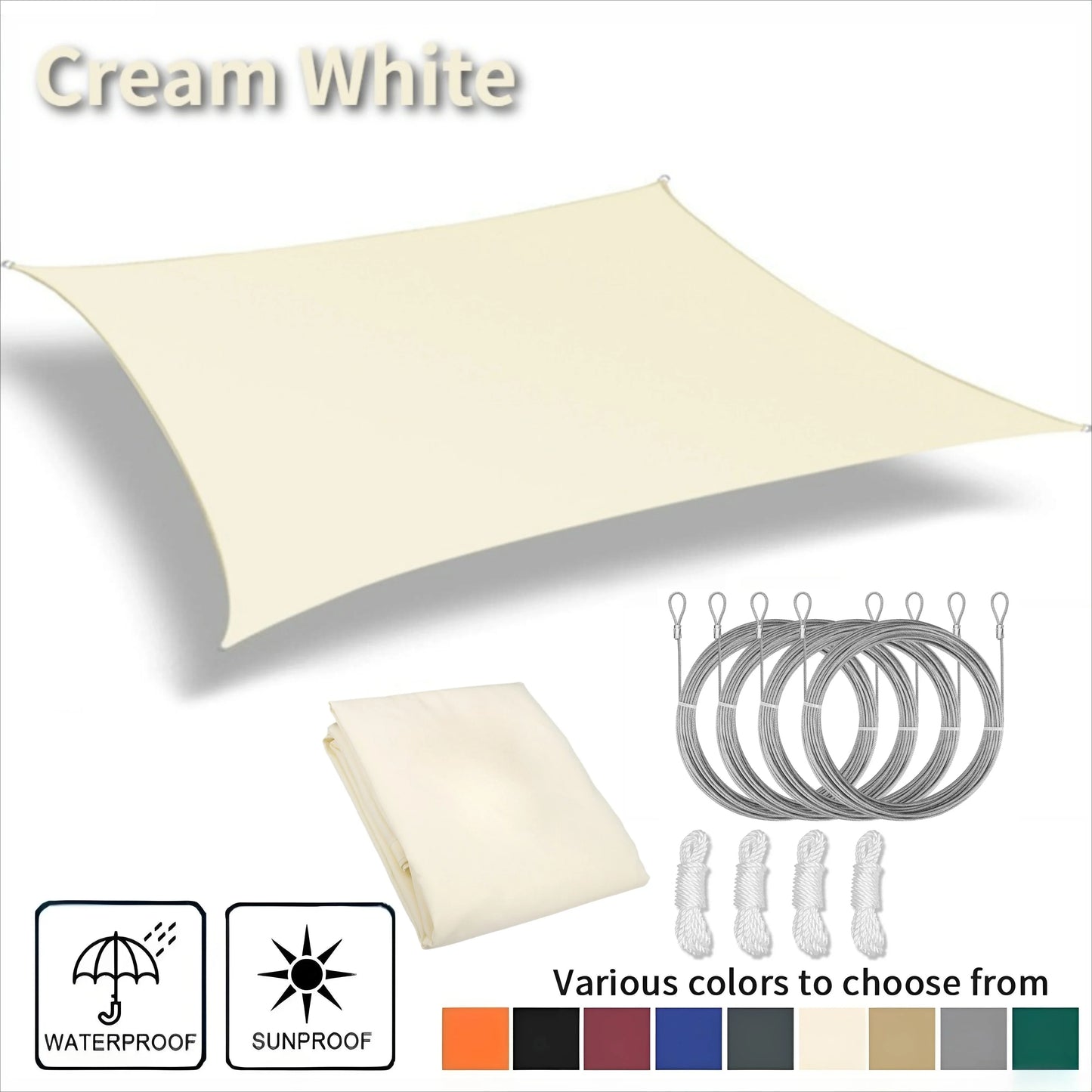Waterproof Rectangle Sun Shade Sail – 98% UV Block Canopy