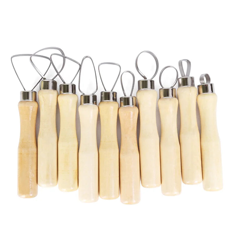 10-Piece Big Head Clay Pottery Tools Set - Repair & Carving Knife Kit for Handicraft Clay Modeling Ceramics Tools Peaceful Pleasures Health and Wellness WOOD