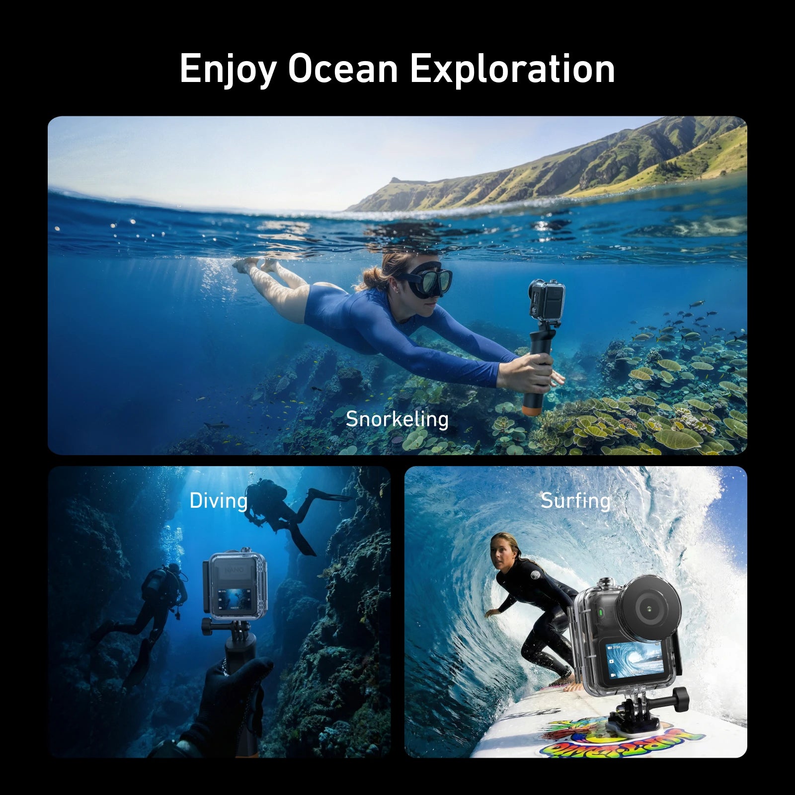 60M Camera Protective Shell Waterproof PC Sports Camera Cover Transparent Tempered Glass For DJI Osmo Nano High Sealing Design Peaceful Pleasures Health and Wellness