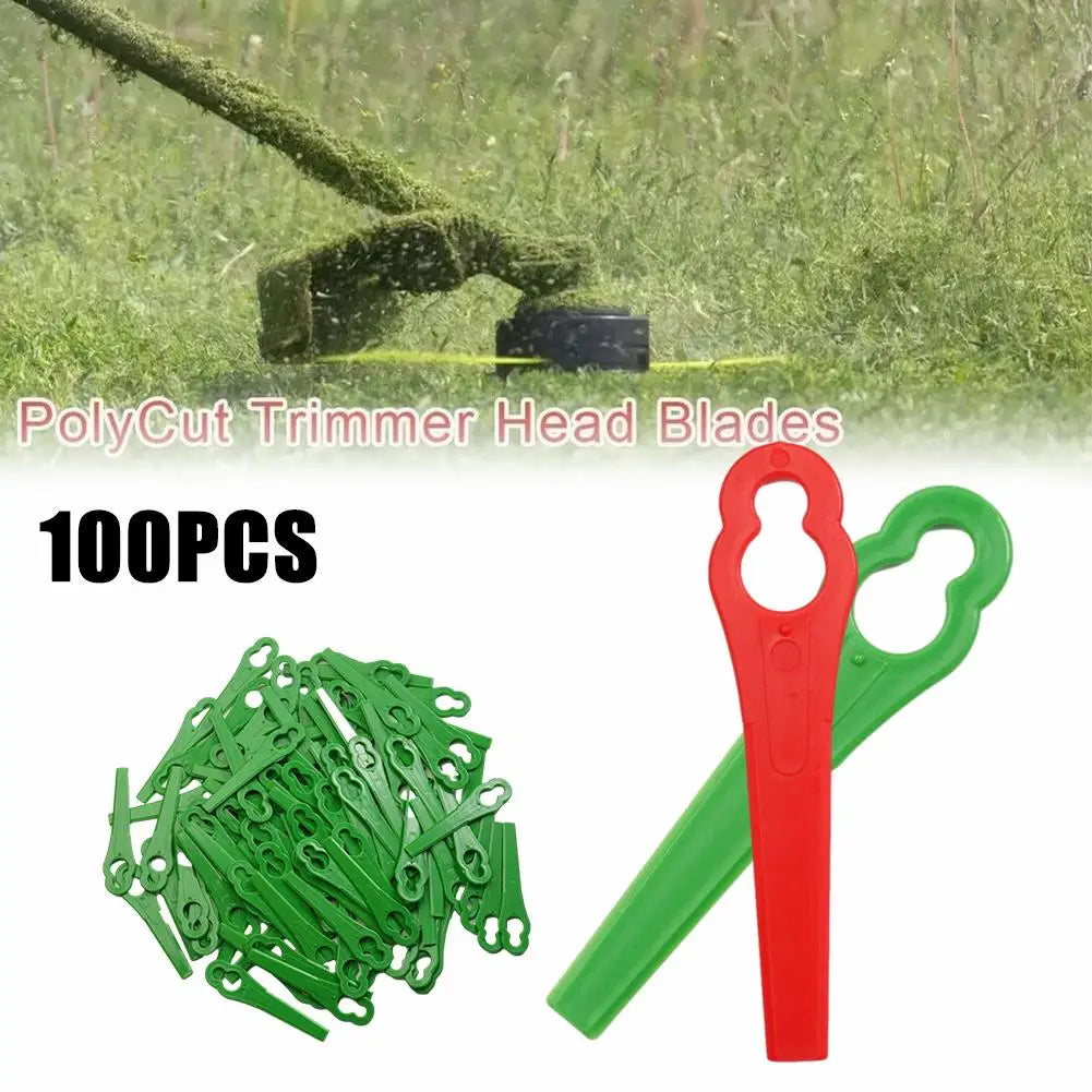 100-Pack Plastic Grass Trimmer Blades | Cordless Strimmer