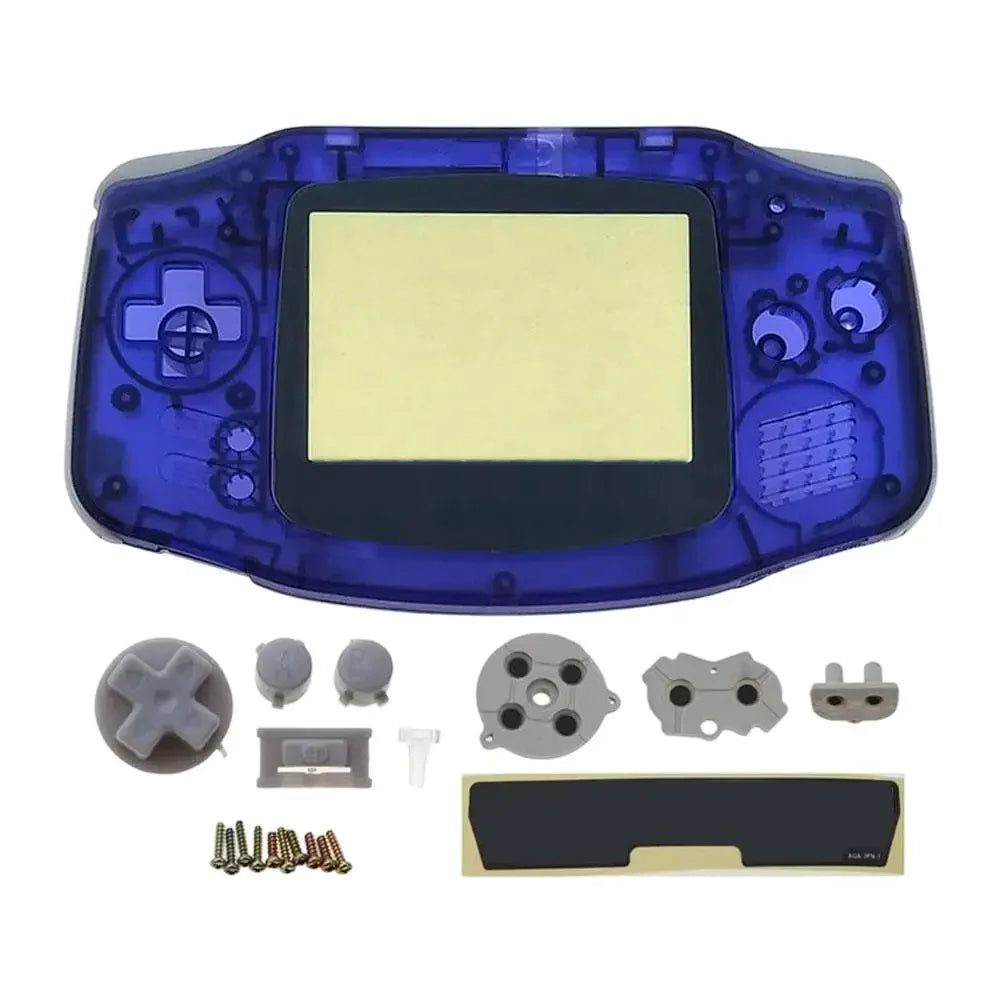 Full Housing Shell Replacement for Game Boy Advance GBA Clear Transparent Custom Case Cover Buttons Screws Full Set DIY Repair Peaceful Pleasures Health and Wellness Clear Blue