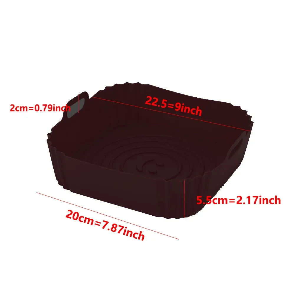 Square Silicone Air Fryer Baking Set – Non-Stick Tray & Pan