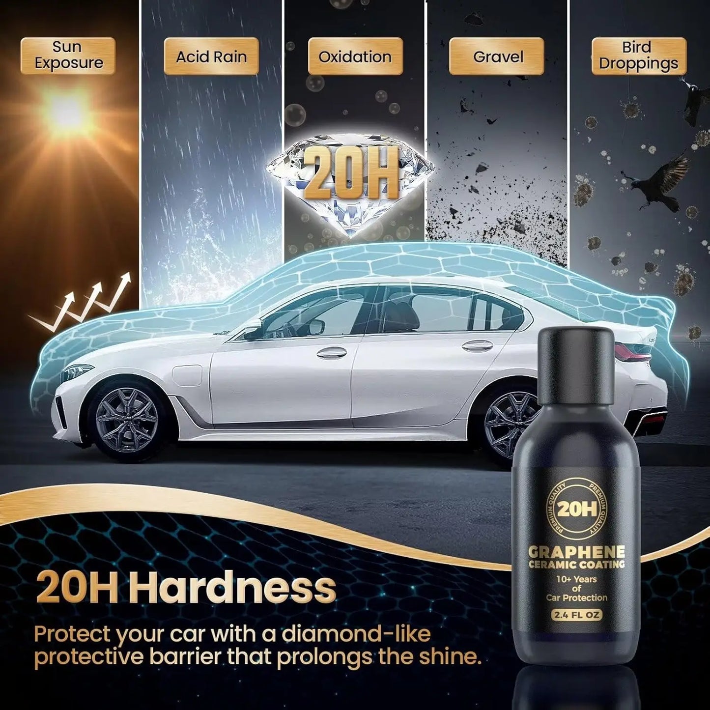 20H Advanced Nano Graphene Ceramic Coating 70ml UV Technology Extremely Hydrophobic Car Ceramic Coating Kit for Auto Detailing Peaceful Pleasures Health and Wellness