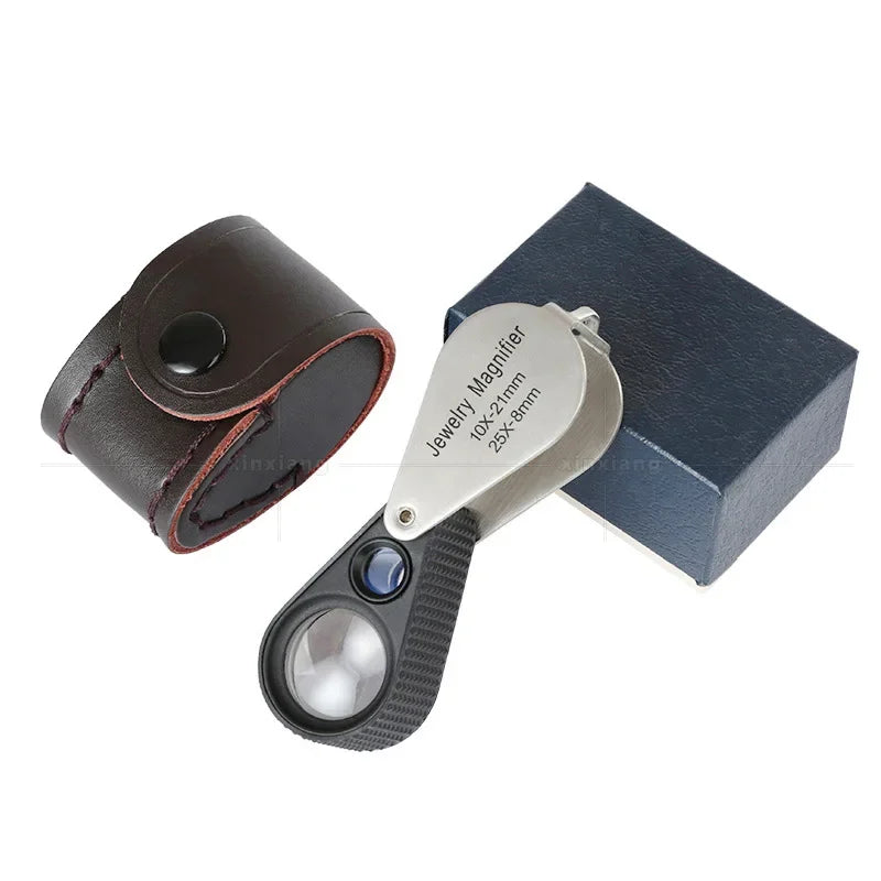 10x 25x Jewelry Loupe Magnifier LED Lighted Magnifying Glass with UV Light For Jewelry Diamonds Coins Stamps Rocks Peaceful Pleasures Health and Wellness