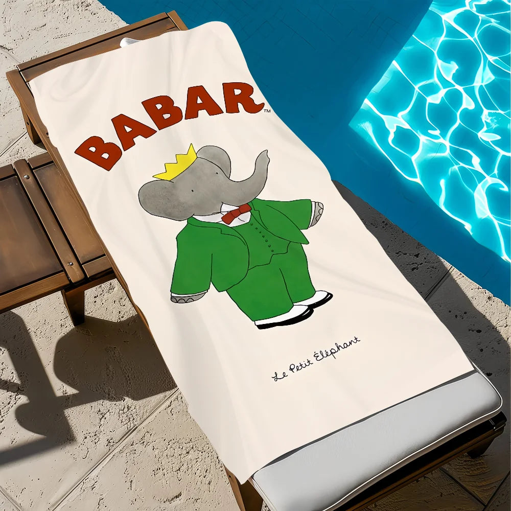 Babar Elephant Beach Towel – Quick Dry Soft Pool & Travel Towel Quick Dry Beach Towel Peaceful Pleasures Health and Wellness z6 STJ150x200CM