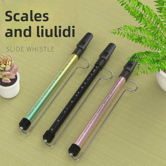 Metal Slide Whistle Scale Sliding Flute Steel Rod Musical Peaceful Pleasures Health and Wellness