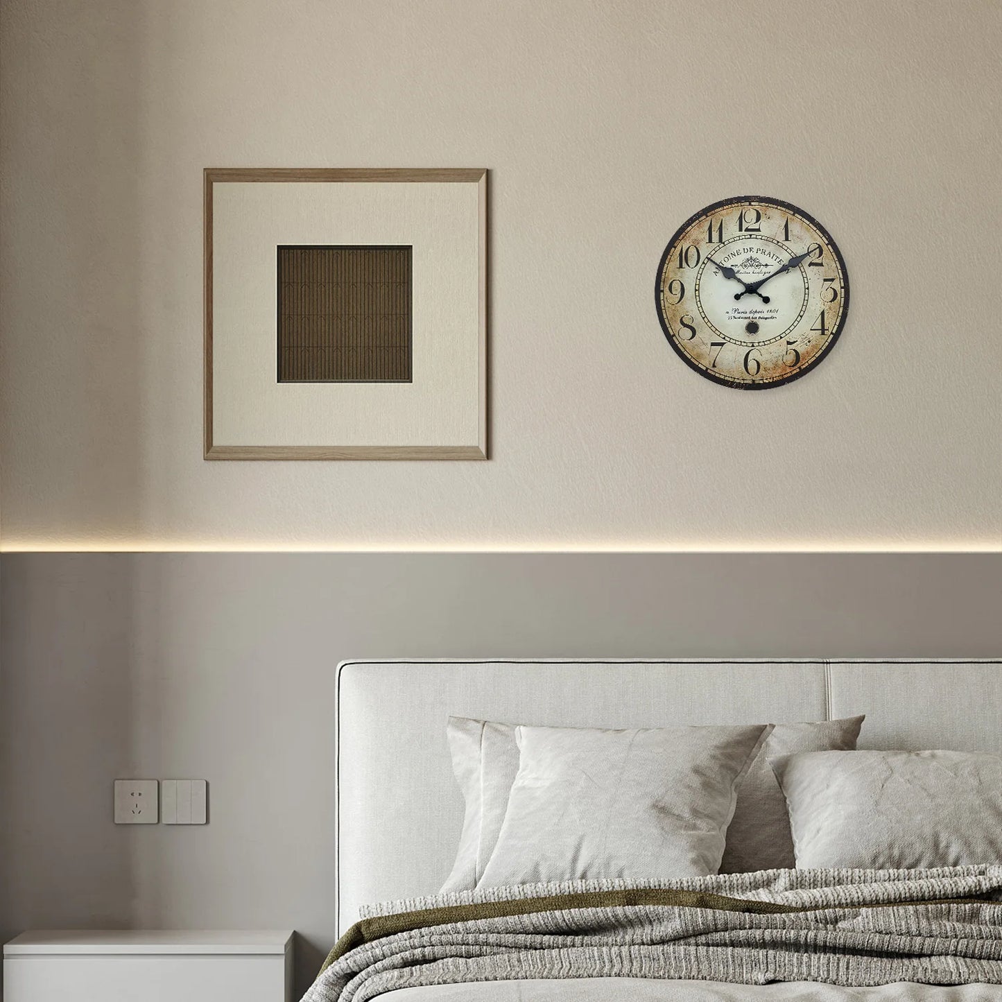 Retro“ Antoine De Praiteon a Paris Dehuis1801” Pattern Wooden Wall Clock Living Room Bedroom Kitchen Home Decoration Wall Clock Silent Quartz Clock Holiday Gift 10 Inches 12 Inches 14 Inches 16inch (Without Battery) Peaceful Pleasures Health and Wellness