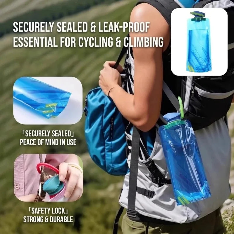 Collapsible Water Bag 700ml | Foldable Flask Hiking Camping