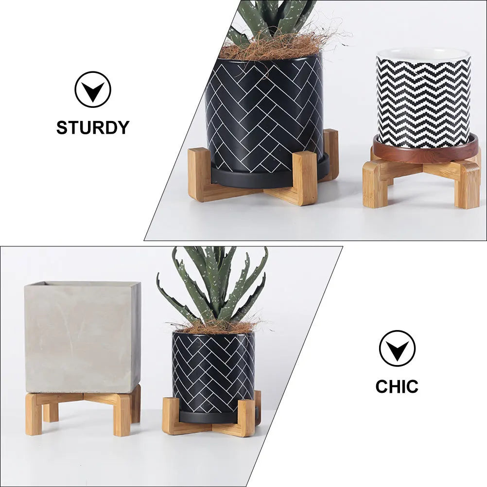 Nordic Wooden Plant Pot Stand | Bonsai & Flower Display Base