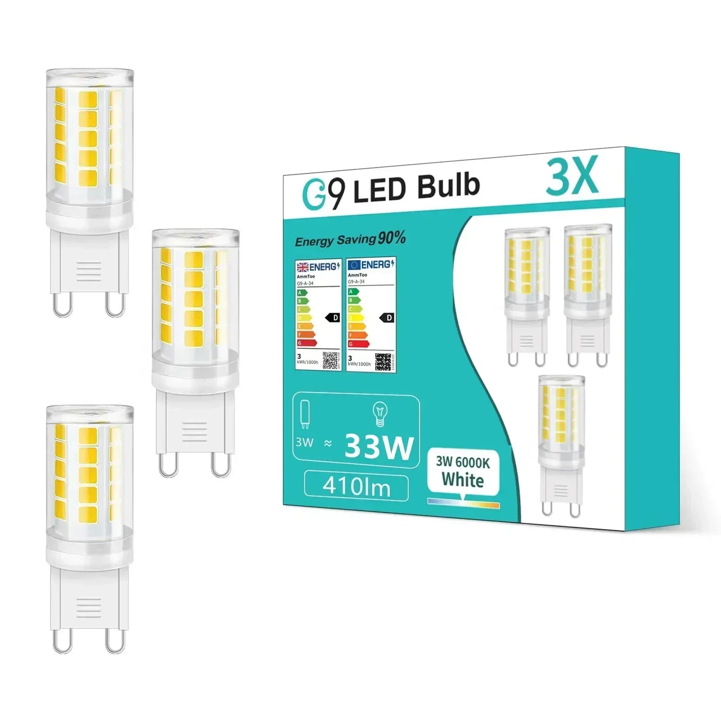 3-Pack G9 LED Bulb 3W 220V Warm White – Halogen Replacement