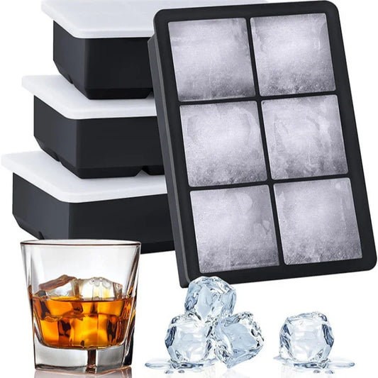 4/6/8/Grid Big Ice Tray Mold Box Large Food Grade Silicone Ice Cube Square Tray Mold Diy Bar Pub Wine Ice Blocks Maker Model Peaceful Pleasures Health and Wellness