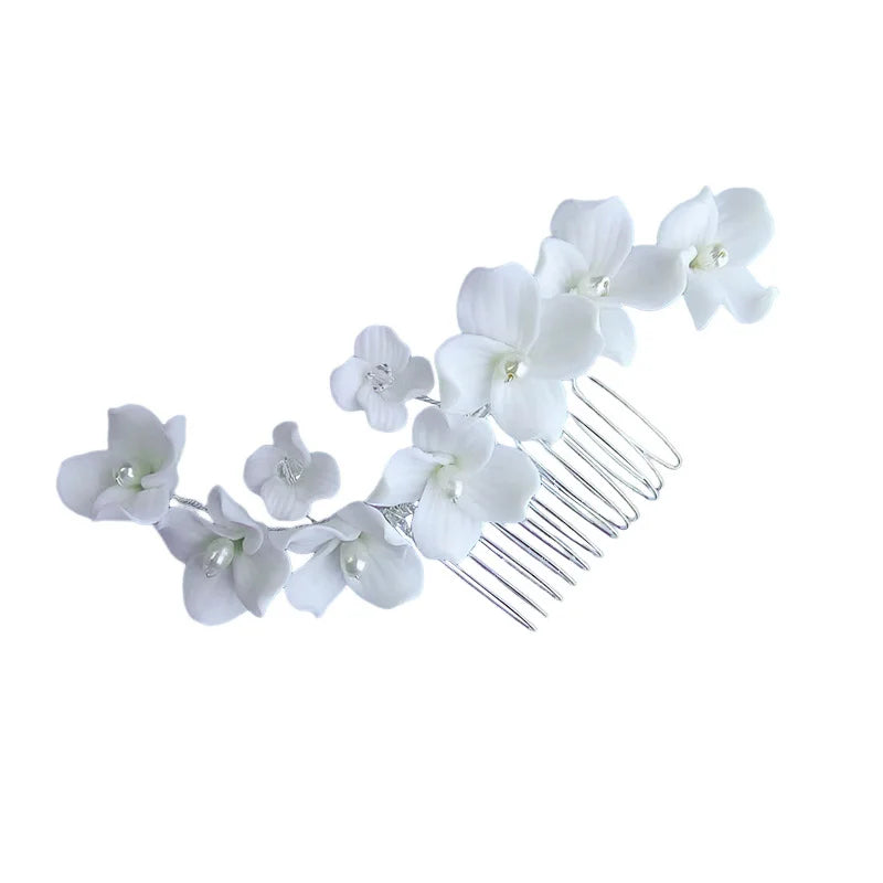 Handmade Soft Ceramic Hair Combs Messy Bun Maker with Pearls Decor for Valentine's Day Christmas Headwear Peaceful Pleasures Health and Wellness 2