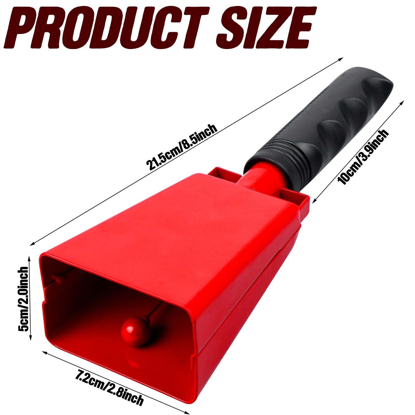Marbit Steel Cowbell with Handle – Red Hand Percussion Bell Hand Percussion Bell Peaceful Pleasures Health and Wellness Red
