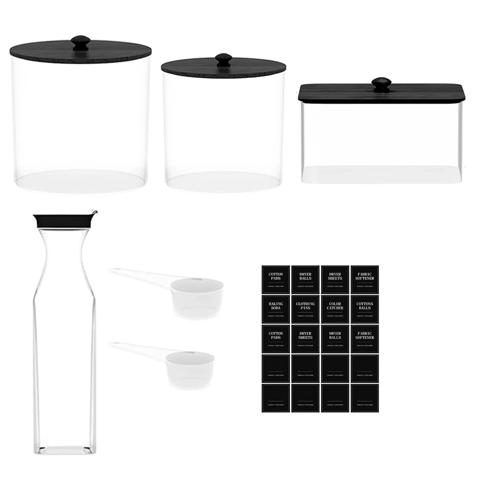 4 Pack Laundry Pods Containers & Dryer Sheet Holder & Laundry Detergent Dispenser, Laundry Room Organization and Storage Jars