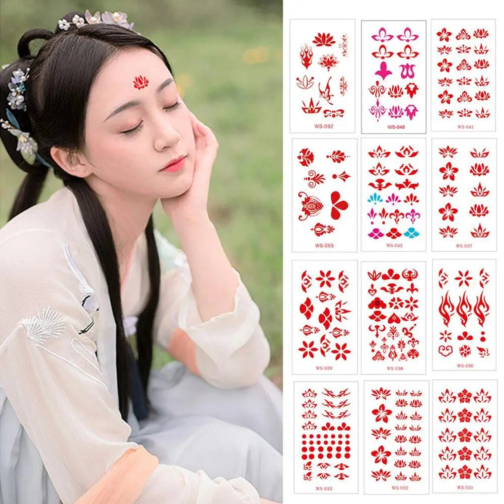 Chinese Ancient Style Forehead Temporary Tattoo Stickers | 15 Designs