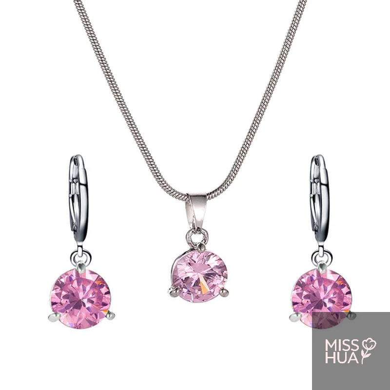 Crystal Zirconia Pendant Necklace & Earrings Set | Gift