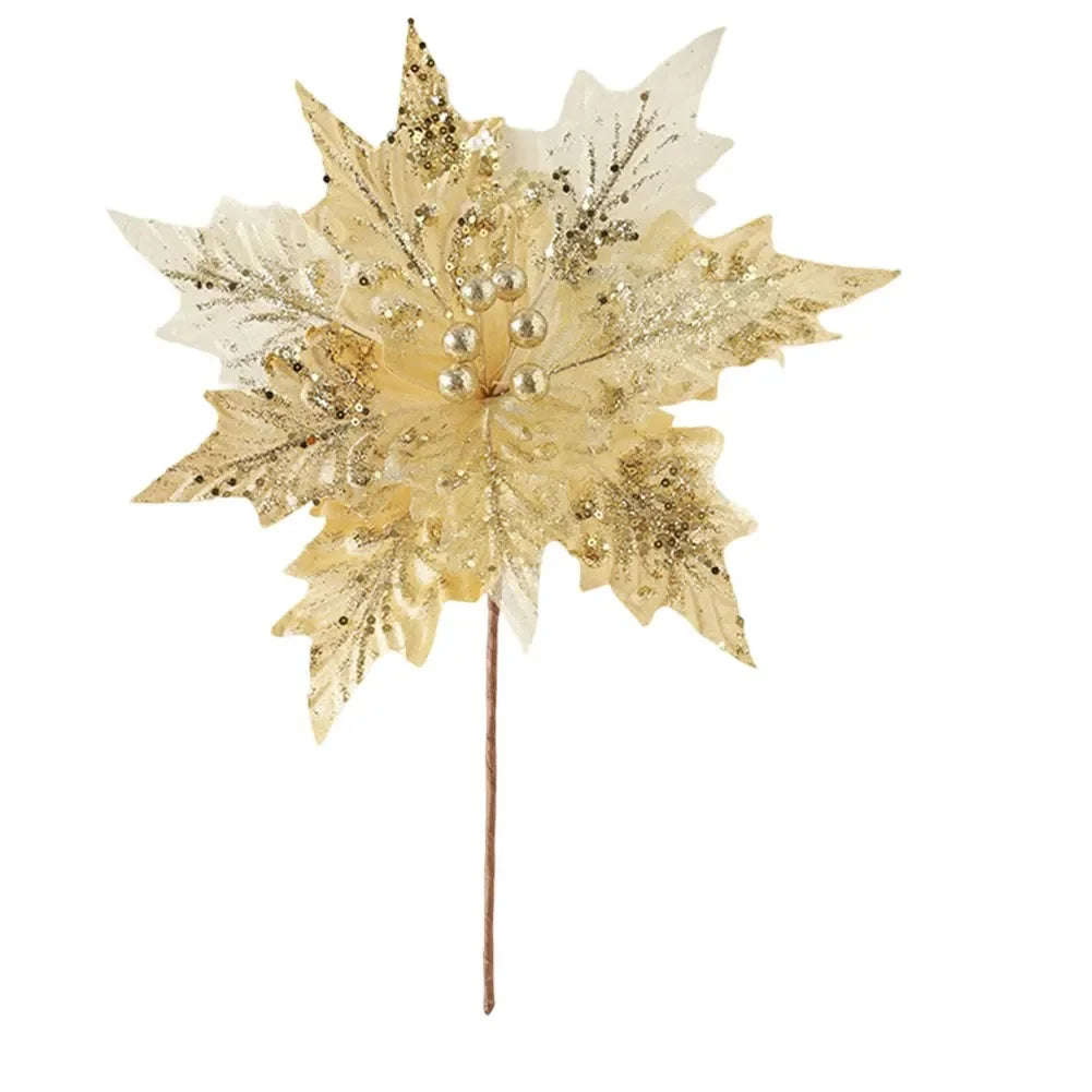 Glitter Simulated Christmas Flower Tree Decoration 30×35cm